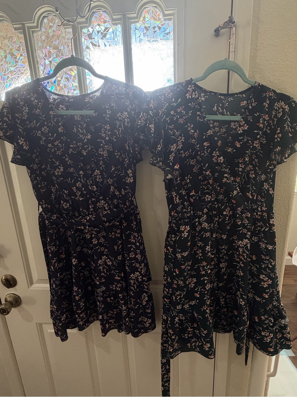 SHEIN Large Navy blue & Dark Green Floral Short-Sleeve Dresses (BOGO)